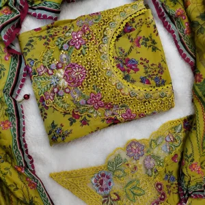 Pakistani inspired Ready 3-Pieces (Floral Live Pink Rmbroidery)