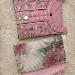 Pakistani inspired Ready 3-Pieces (Pink Floral Embroidery)